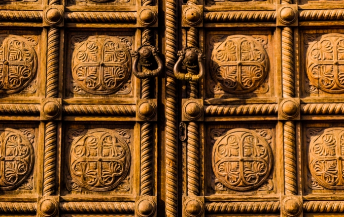 Sveti Aleksandar Nevski cathedral, door detail, Sofia, Bulgaria
